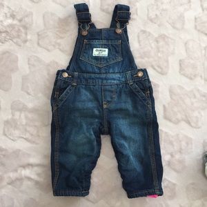 Oshkosh pink fleece-lined jean overalls